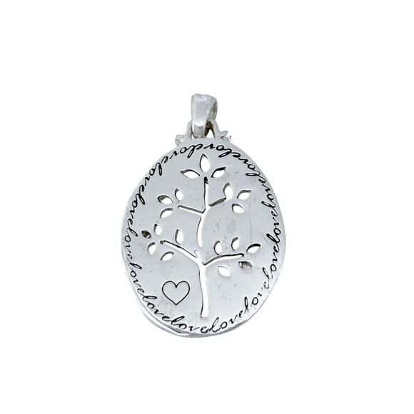 Vintage Sterling Silver 925 "A Family's Love" Tree of Life Pendant - Picture 4 of 7